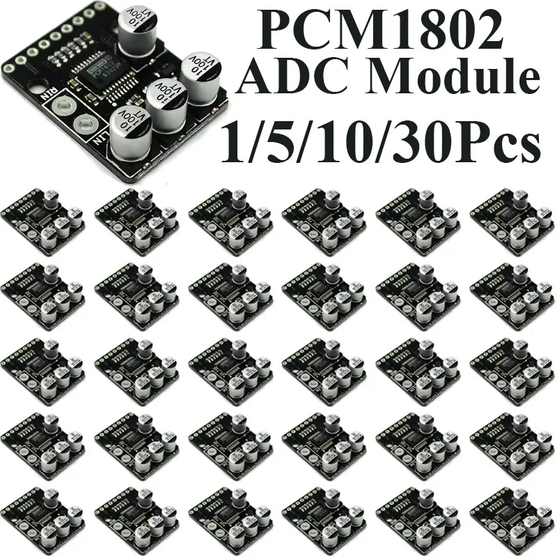 1~30Pcs MCU-1802 PCM1802 Stereo Analog To Digital Converter Module 105dB SNR High Precision Audio ADC Board Audio Experiment