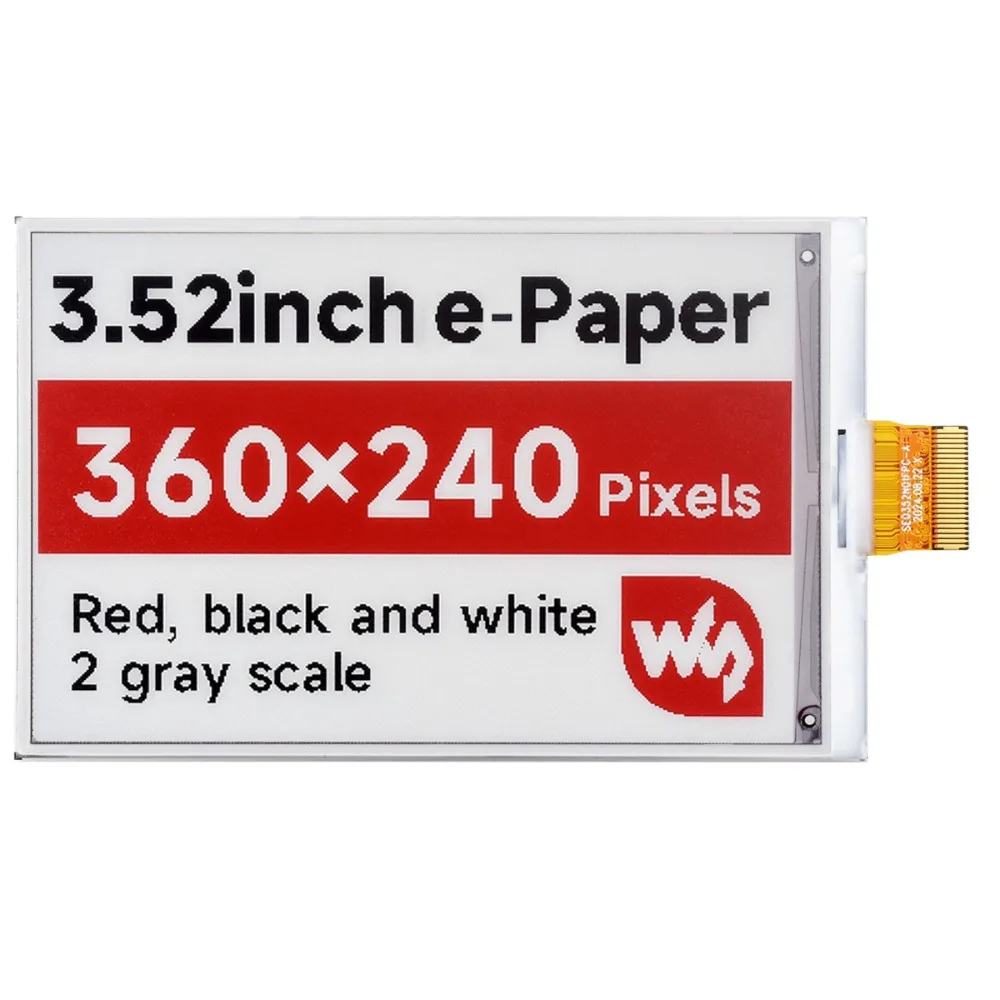 3.52-inch e-Paper red, black and white e-ink screen module SPI communication for Raspberry Pi series motherboards, Jetson Nano