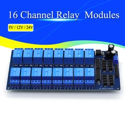 16 Channel Relay Shield Module DC 5V 12V 24V with Optocoupler LM2576 Microcontrollers Interface Power Relay For Arduino DIY Kit