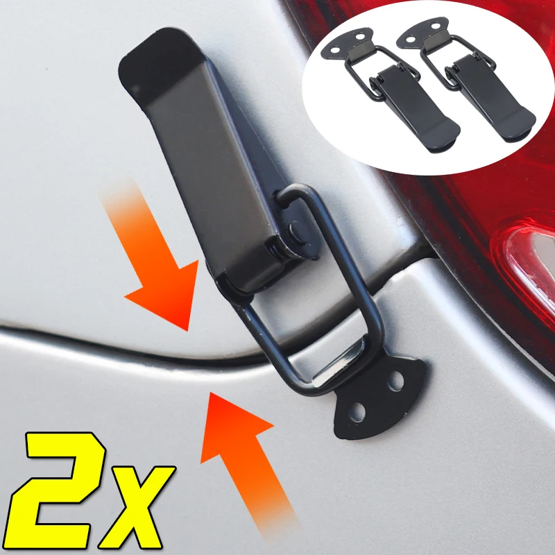 2Pcs Car Fixing Buckles Universal Security Hook Locking Clip Kit Metal Fasteners Auto Bumper Trunk Lock Clip Cars Accessories