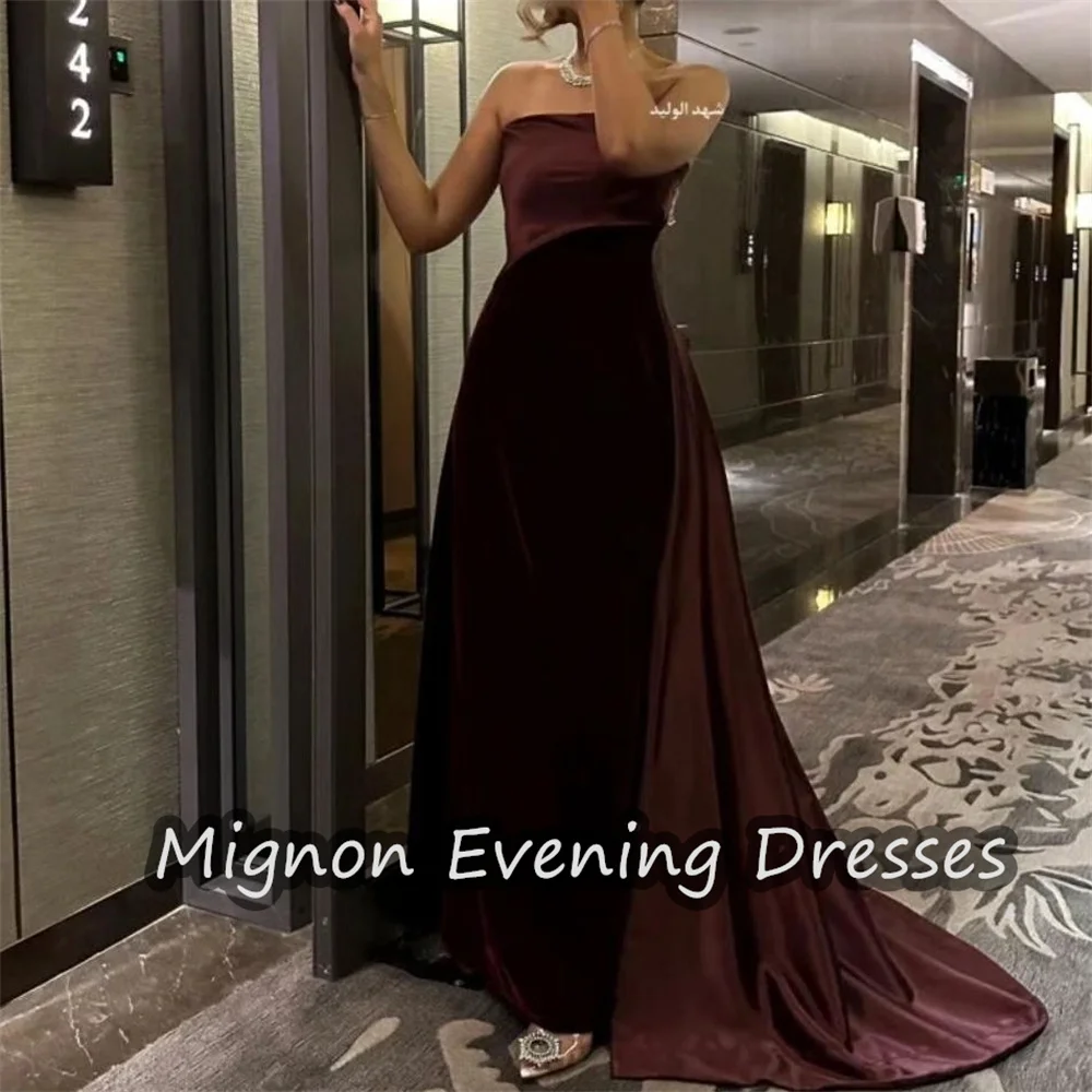 

Mignon Crepe Mermaid Strapless Pleats Sleeveless Simple Formal Prom Gown Ankle Length Evening Party Dress for Women 2024