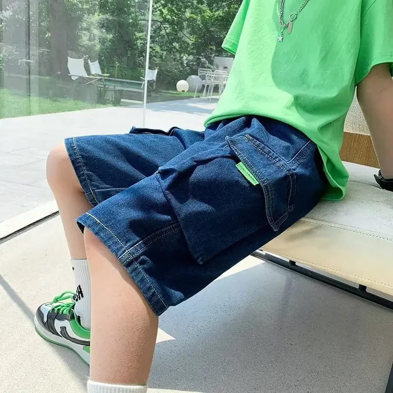 

Denim Shorts Summer Children'S Pants Pants Overalls Denim Fashion Thin Children'S Clothing Boys Clothes 6yrs To 12yrs