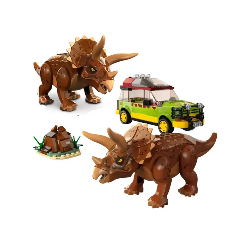Compatibel MOC Sets Dinosaurus Serie Bouwstenen Triceratops Onderzoek Auto kinderen Gift World Park Assemblage Speelgoed 76959