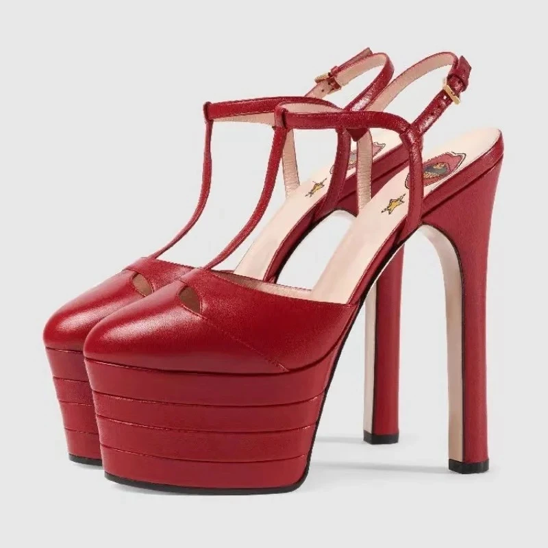 European and American Niche Design, 16cm High-heeled Nightclub Runway Sandals, Women's Sexy Thick Soled Buckle with Party Shoes - Image 4