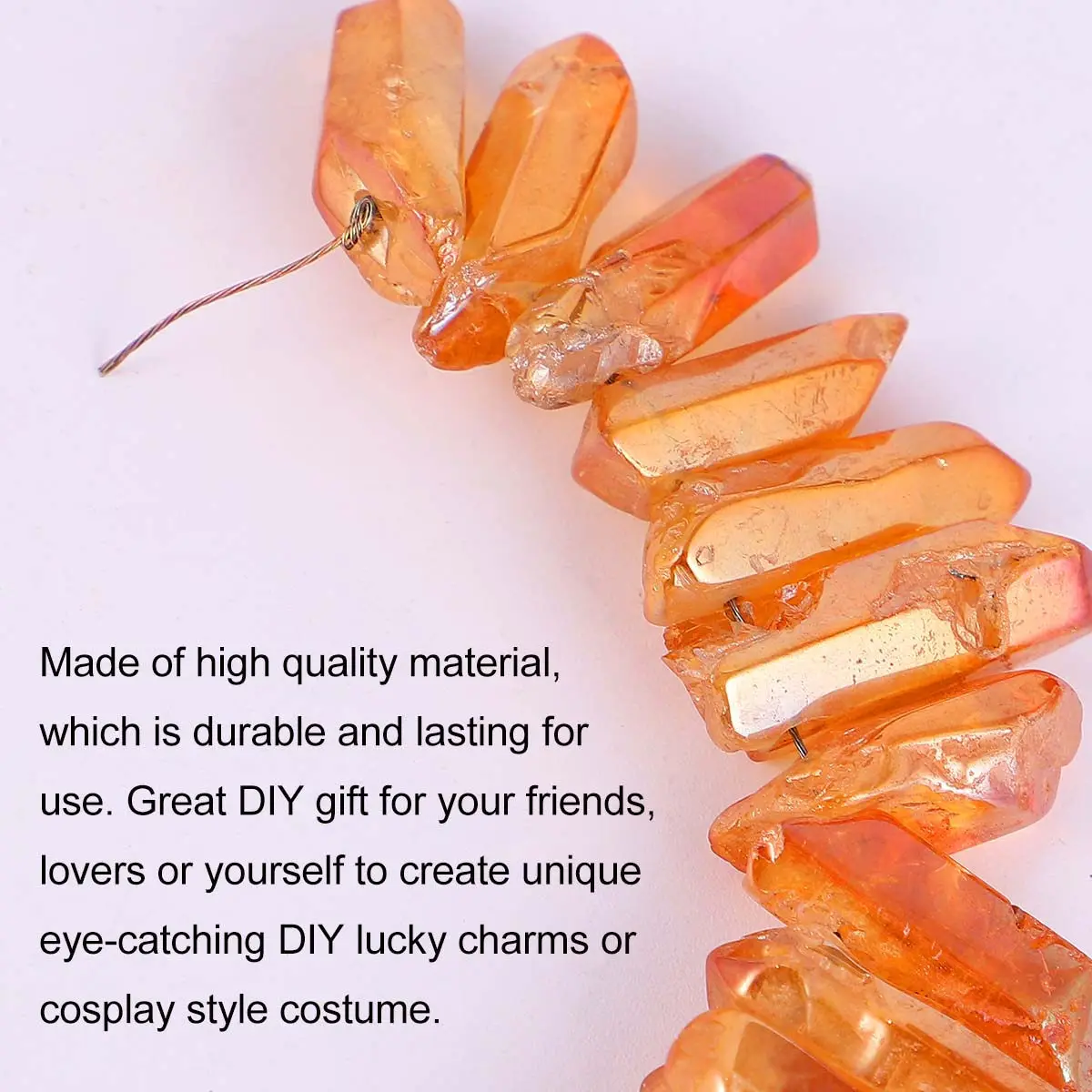 

1Set Crystal Column DIY Handmade Earrings Accessory Natural Stone Kit Orange Jewelry Material for Headdress Necklace Bracelet
