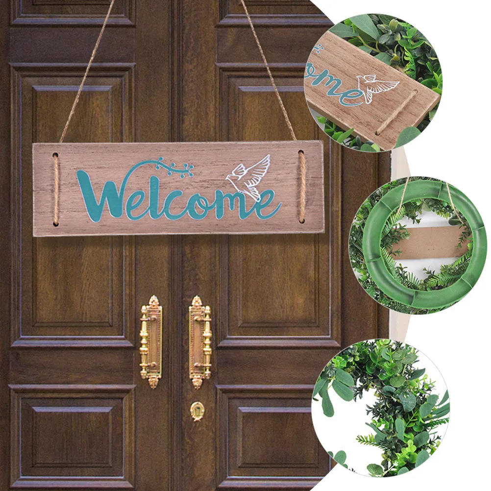 

1 Set Simulation Wreath Eucalyptus Leaf Flower Garland Wall Door Hanging Decor Wooden Pendant Removable Spring Artificial Plant