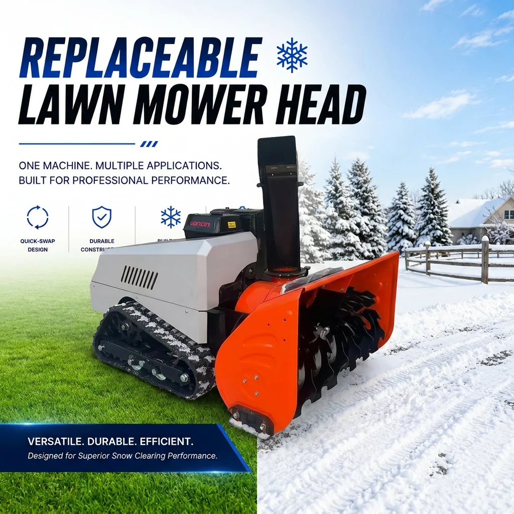 Wholesale 15HP  2-in-1 RC Snow Blower & Lawn Mower 100cm Width Tracked Robotic Snow Thrower 800m Control