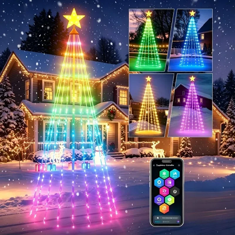 1.8/2.1M Pine Dazzle APP Smart Christmastree Lights - Change Christmas Tree from Your Phone, 400 LEDs Create Multiple Patterns