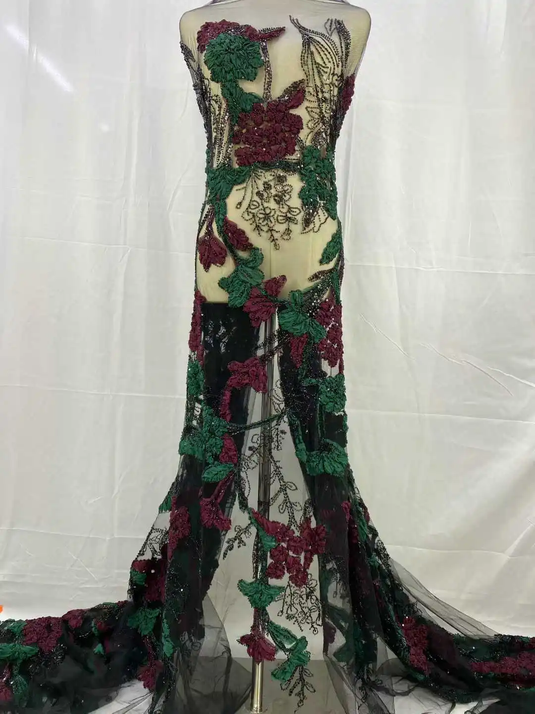 

3D цветок, африканская кружевная ткань с блестками, 2025 г., высокое качество, тюль, кружево с бусинами, французская нигерийская сетчатая кружевная ткань для шитья свадебных платьев