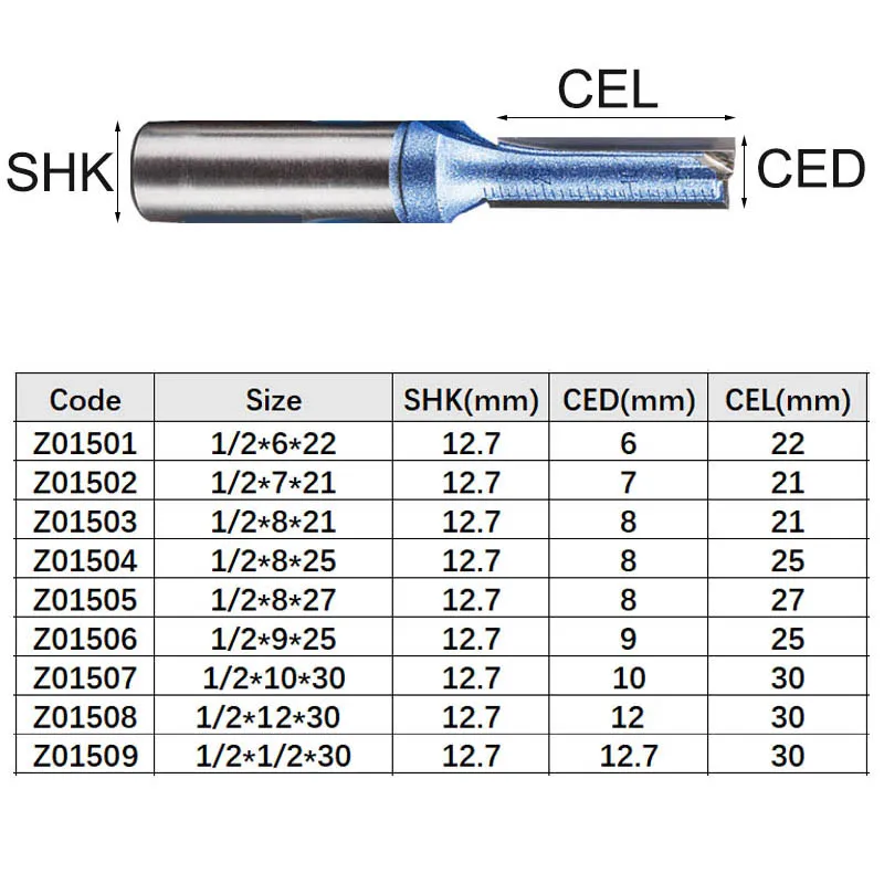 2 Flutes Straight Router Bits Drilling Cleaning Bottom Cutting Slotted Woodworking Tools Tungsten Endmill Milling Cutter