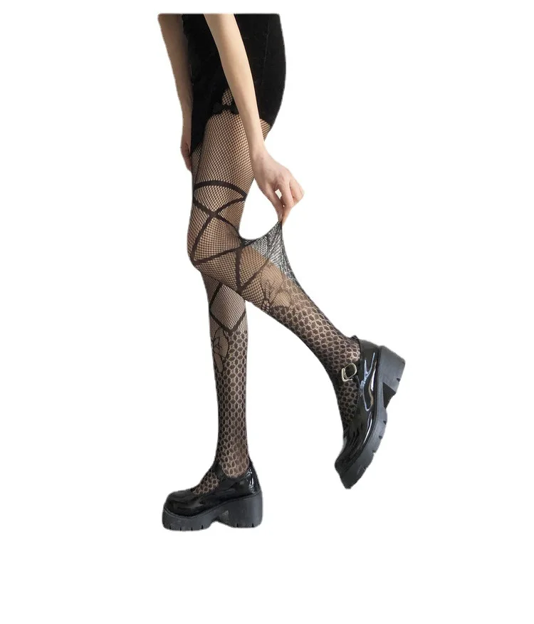 

Cross Strap Black Stockings Woman Summer Thin JK Fishnet Socks Spice Black Instagram Hipster Sexy Bow Tights