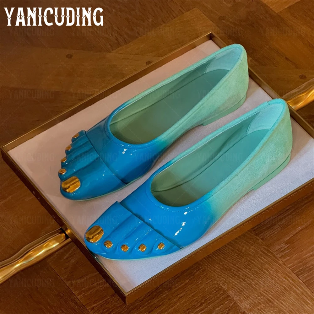Novelty Five Finger Toe Flats Golden Nail Polish Tabi Shoes Hand Polished Gradient Color Flat Shoes Designer Fashion Style Flats