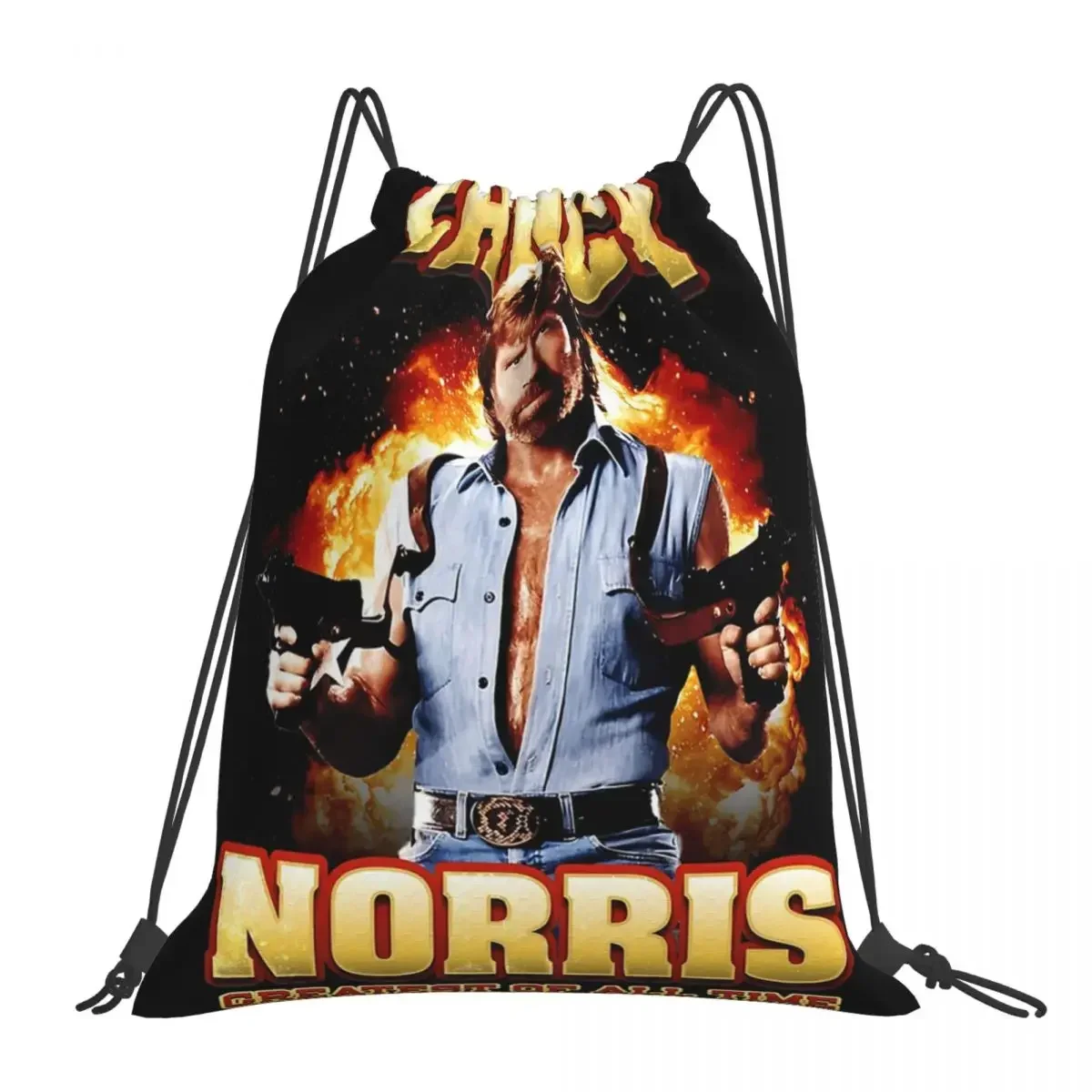 Chuck Norris Greatest Of All Time Backpacks Drawstring Bags Drawstring Bundle Pocket Sports Bag BookBag For Man Woman School