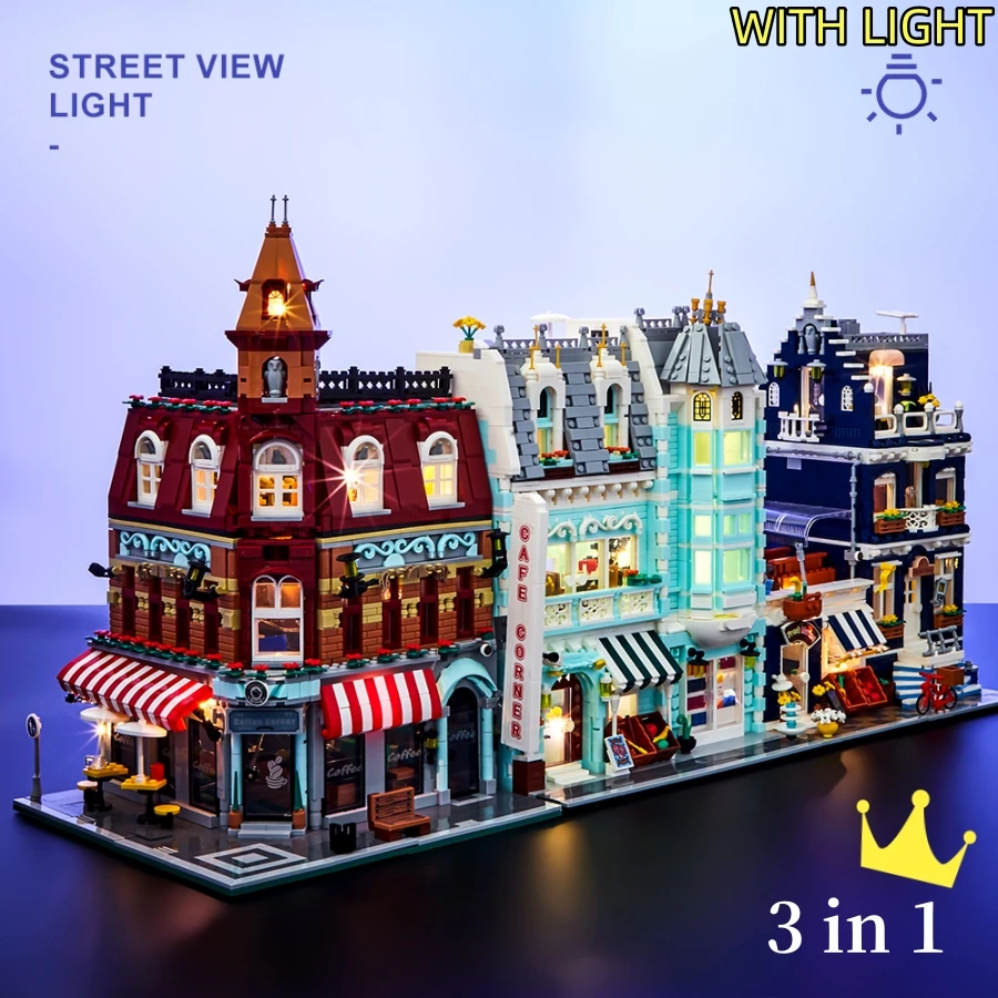 MINI Bricks European Market Street Café Villa Store House Building Blocks City Street View Scene Model Assemble Toy Kid Gifts