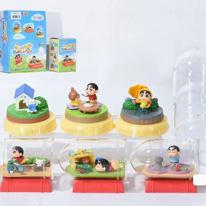 

Crayon Shin-chan Message in A Bottle Micro Landscape Blind Box Toys Hiroshi Shiro Misae Action Figures Ornament Children's Gifts