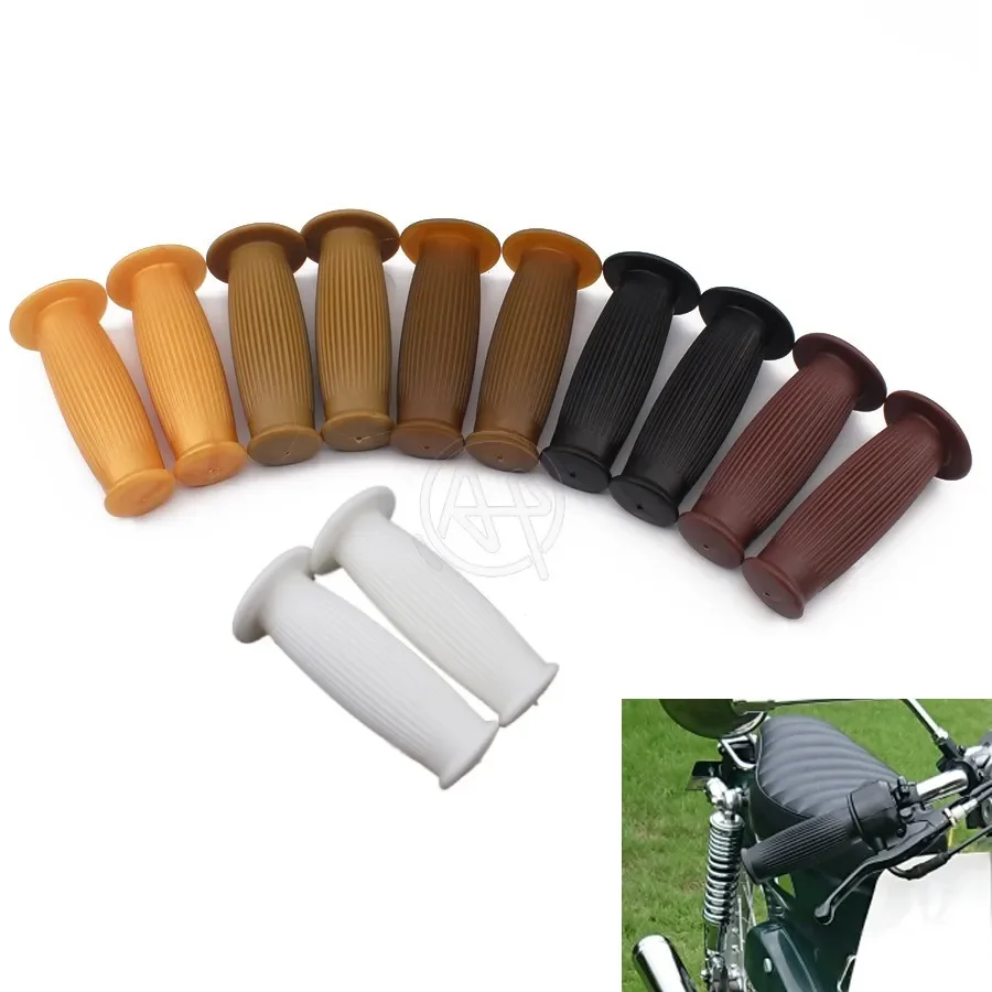 Universal 6Colors Old School Retro Motorcycle Rubber Hand Grips Handle Bar Grip for Harley Truimph Cafe Racer Suzuki Honda