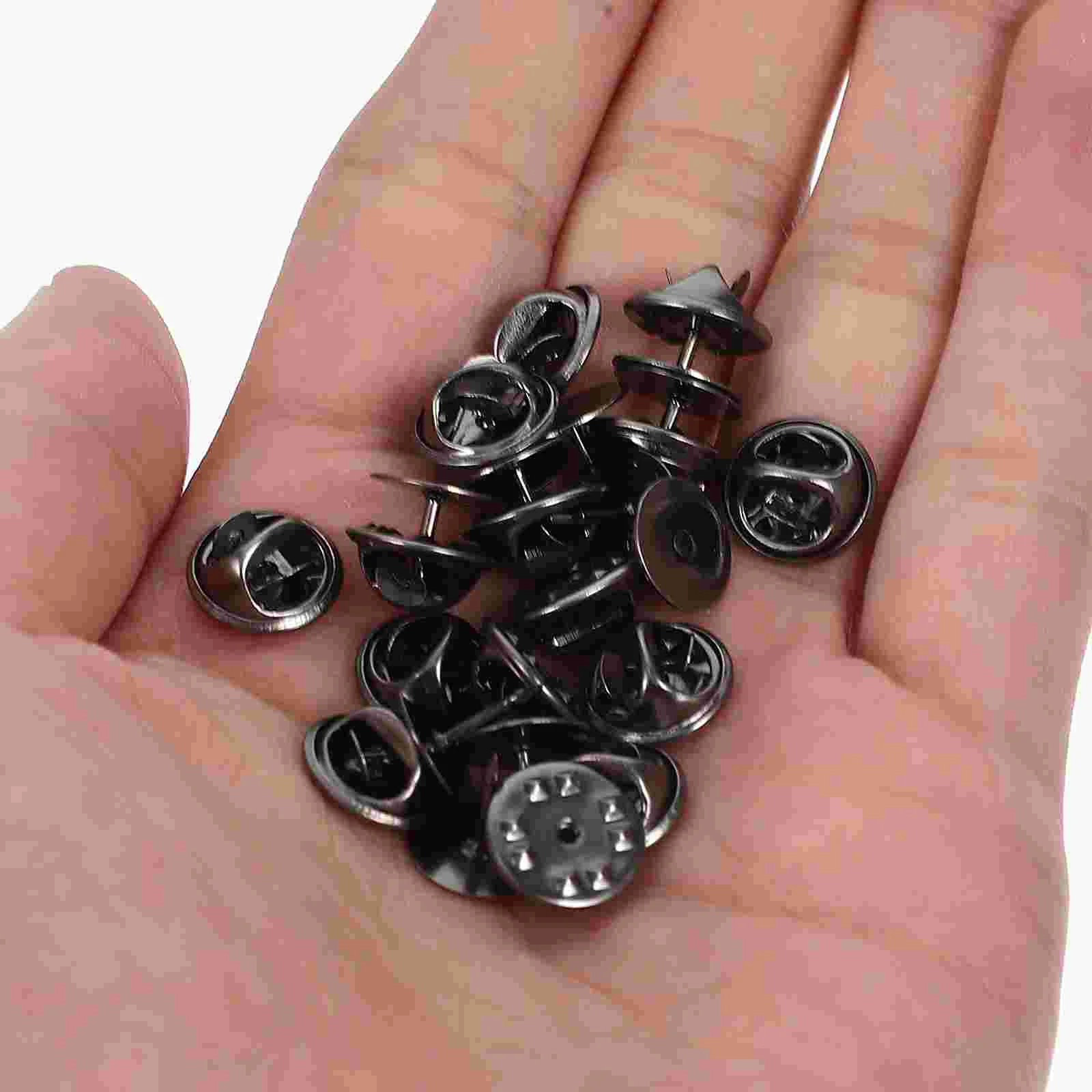 50 Sets Butterfly Needle Pin Locking Back Tie Backing Clutch Backs Enamel Silver Bag Tack Metal for Lapel Pins Crafts