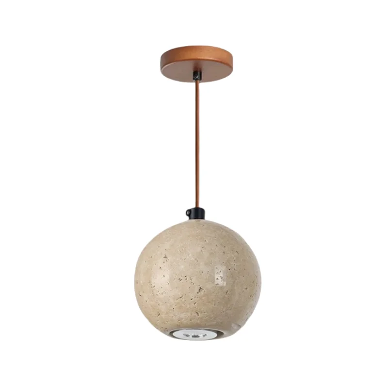 

IWHD Sphere Yellow Travertine LED Hanging Lamp Kitchen Loft Living Room Decoration For Home Interior Pendant Lighting Luminaire