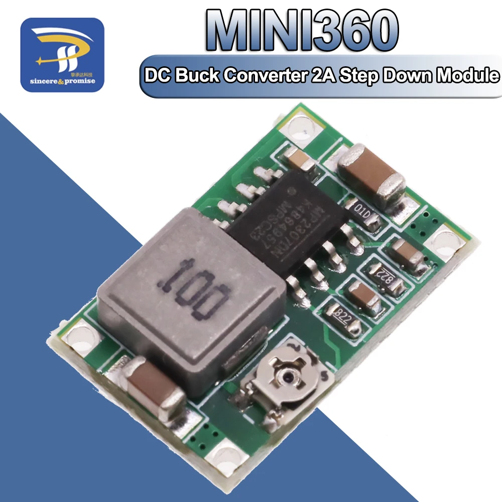 Mini360 RC Airplane Module Mini 360 DC Buck Converter 2A Step Down Module 4.75V-23V to 1V-17V 17x11x3.8mm New LM2596