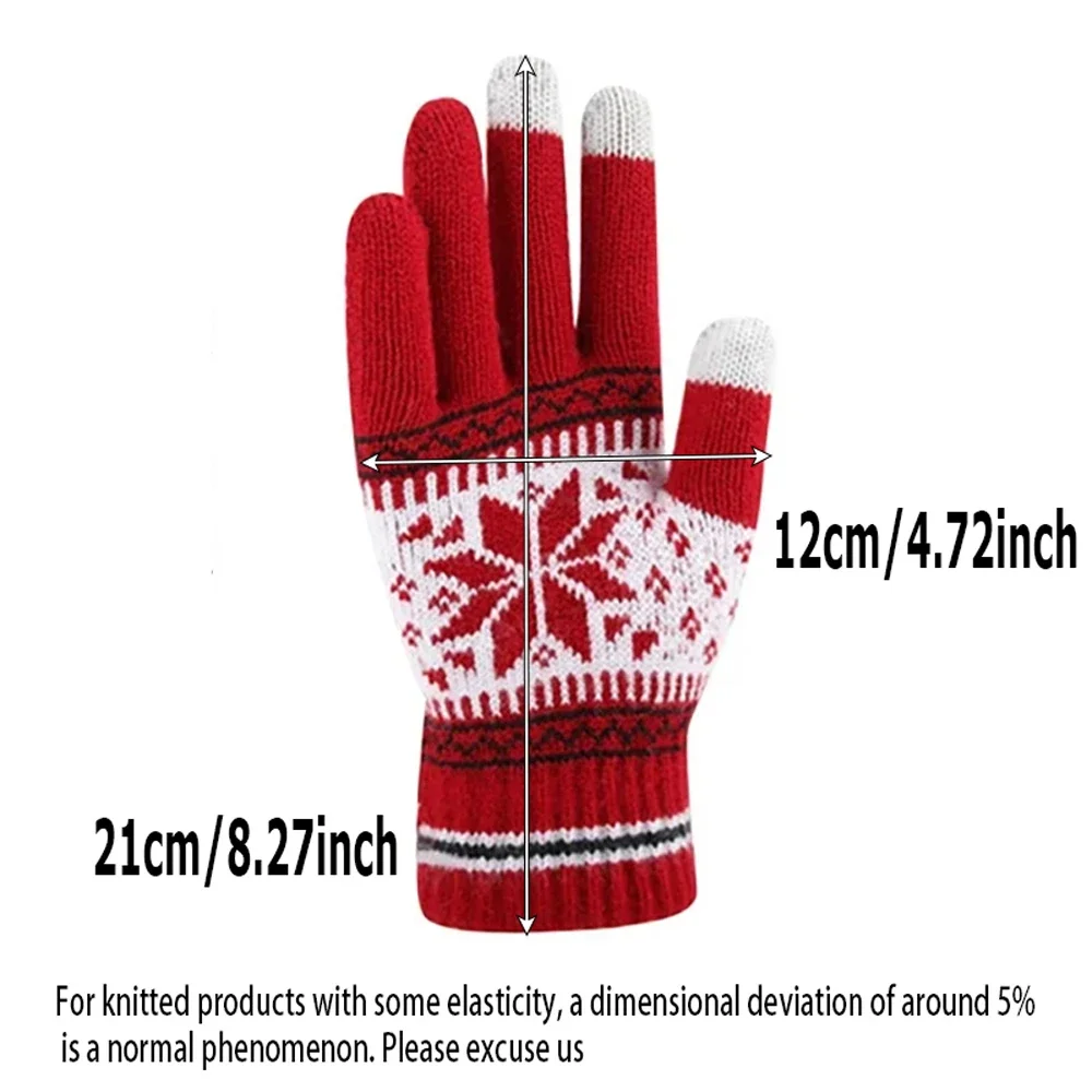 Winter Snowflake Knitted Gloves, Windproof and Warm, Fleece Lining,  Daily Commuting - Unisex Style Christmas Gift