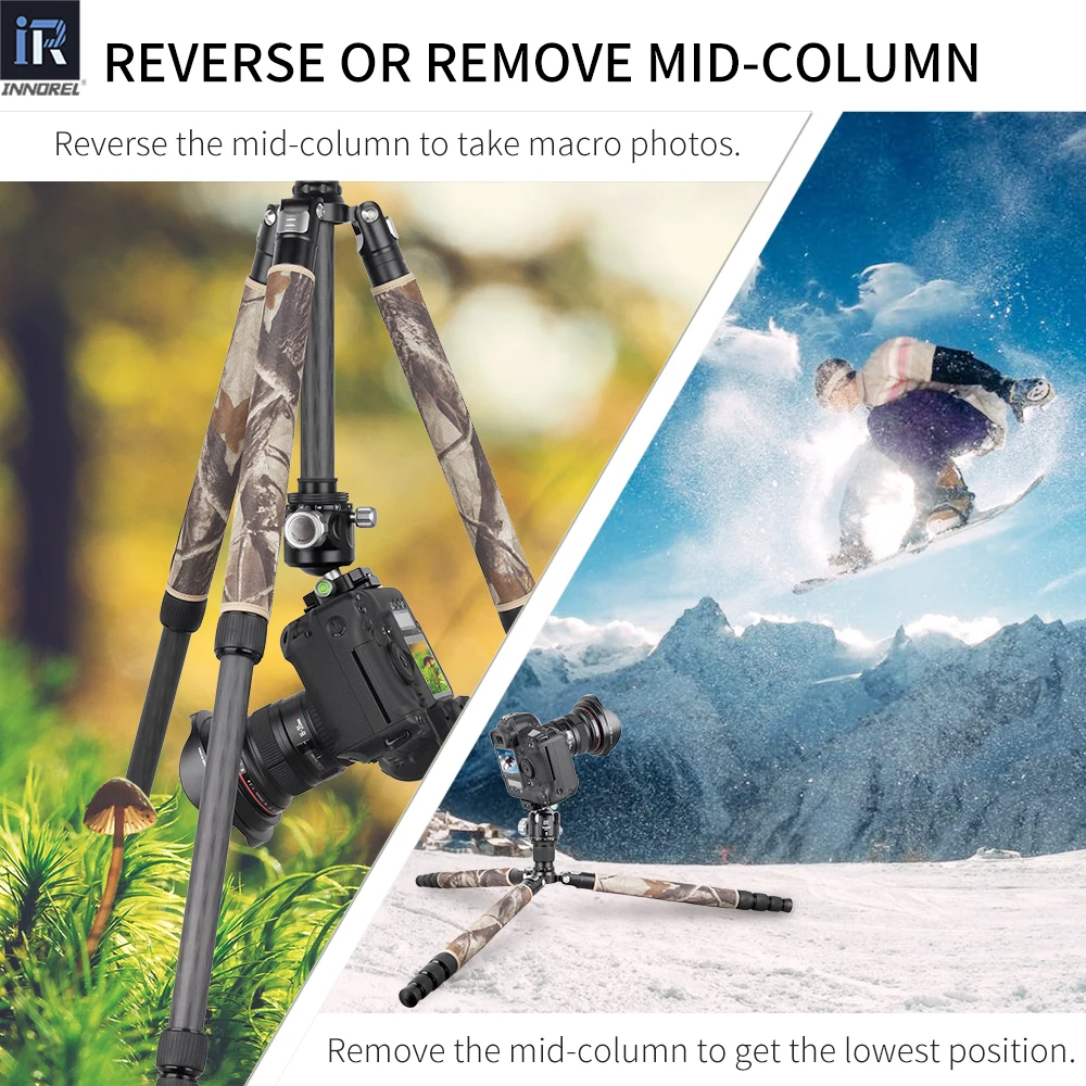 INNOREL RT75CM/RT85CM Professional Carbon Fiber Tripod Monopod for DSLR Camera Heavy Duty Stand Panoramic Low Gravity Ball Head