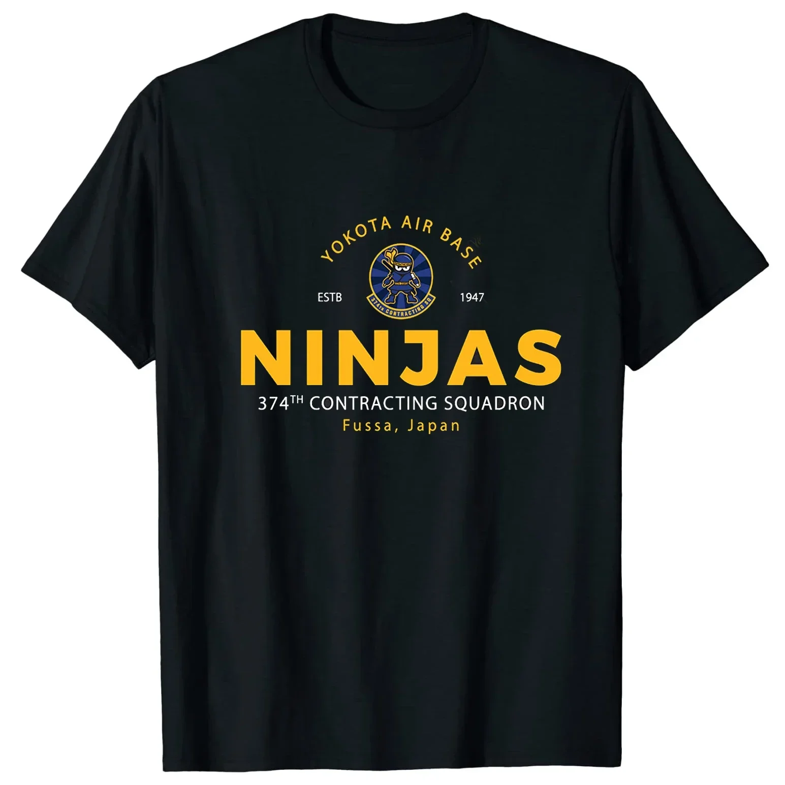 

Fussa, Japan 374th Contracting Squadron Morale Ninjas Insignia T Shirt. Short Sleeve 100% Cotton Casual T-shirts Loose Top S-3XL