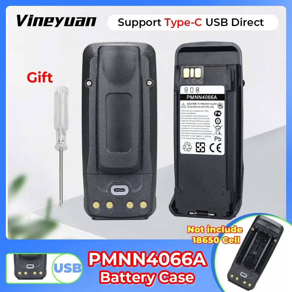 PMNN4066 Battery Case with USB-C Charging for Motorola XiRP8208 XiRP8200 XPR6300 DP3400 DP3600 DGP4150 Radio - Not Include Batte