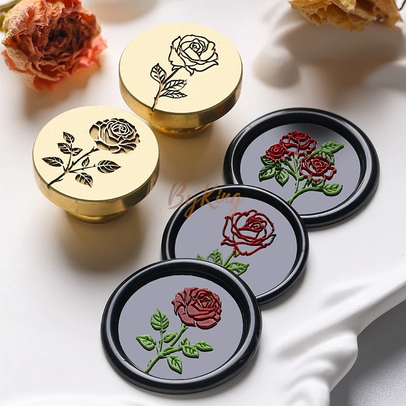 22mm Sealing Wax Stamp Laser Engraving Simple Floral Magnolia Forest Envelope Decoration Craft Wedding Invitation Gift Packaging