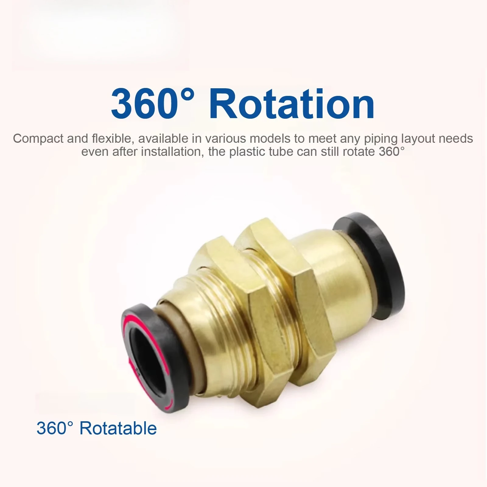 PM Pneumatic Fitting Bulkhead Straight Push to Connect Adapter 4mm 6mm 8mm 10mm 12mm for Air Compressor Tubing Line