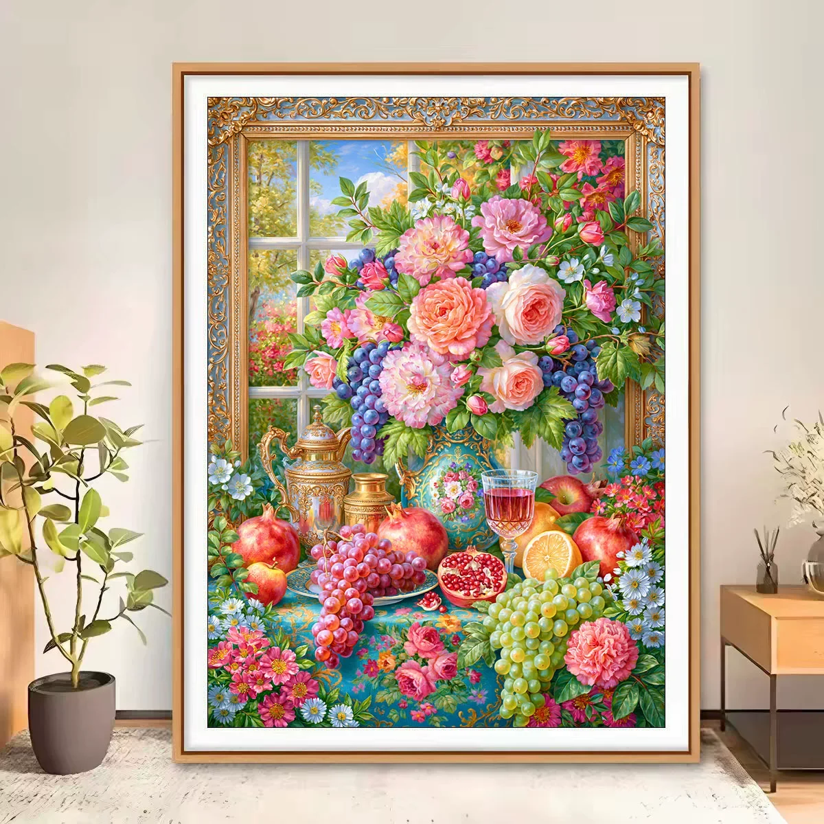 9CT 14ct Bloemen Fruit Geprinte Kits Borduurpakket DIY Handwerk Set Ambachten Met Naalden Draden 120 Kleuren