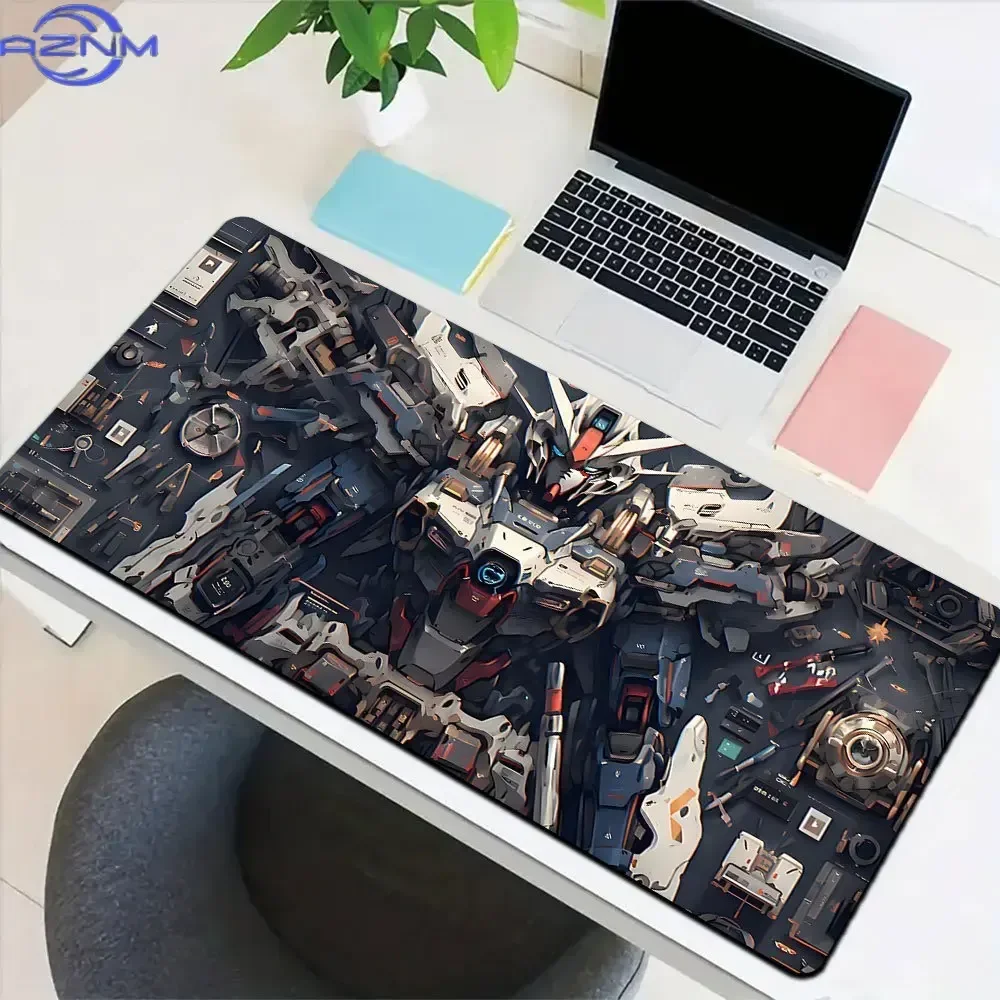 Dark Background Detailed Sci-Fi Mecha Themed Large Mousepad, Rubber Non-slip Gaming Desk Mat, Waterproof Keyboard Table Protecto
