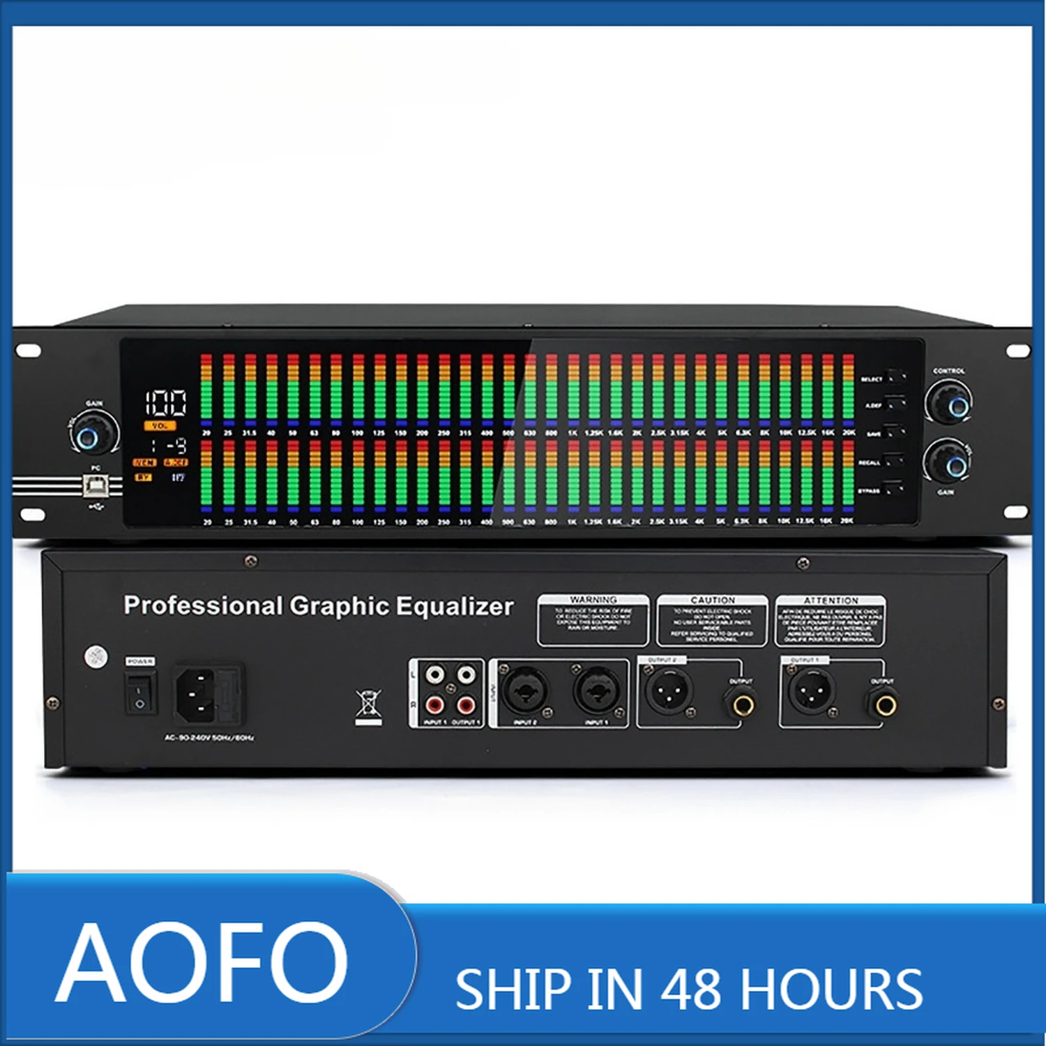 

AOFO Digital Equalizer with Volume & Value Display, Unique Design for Professional Sound Control in Studio & Live Use