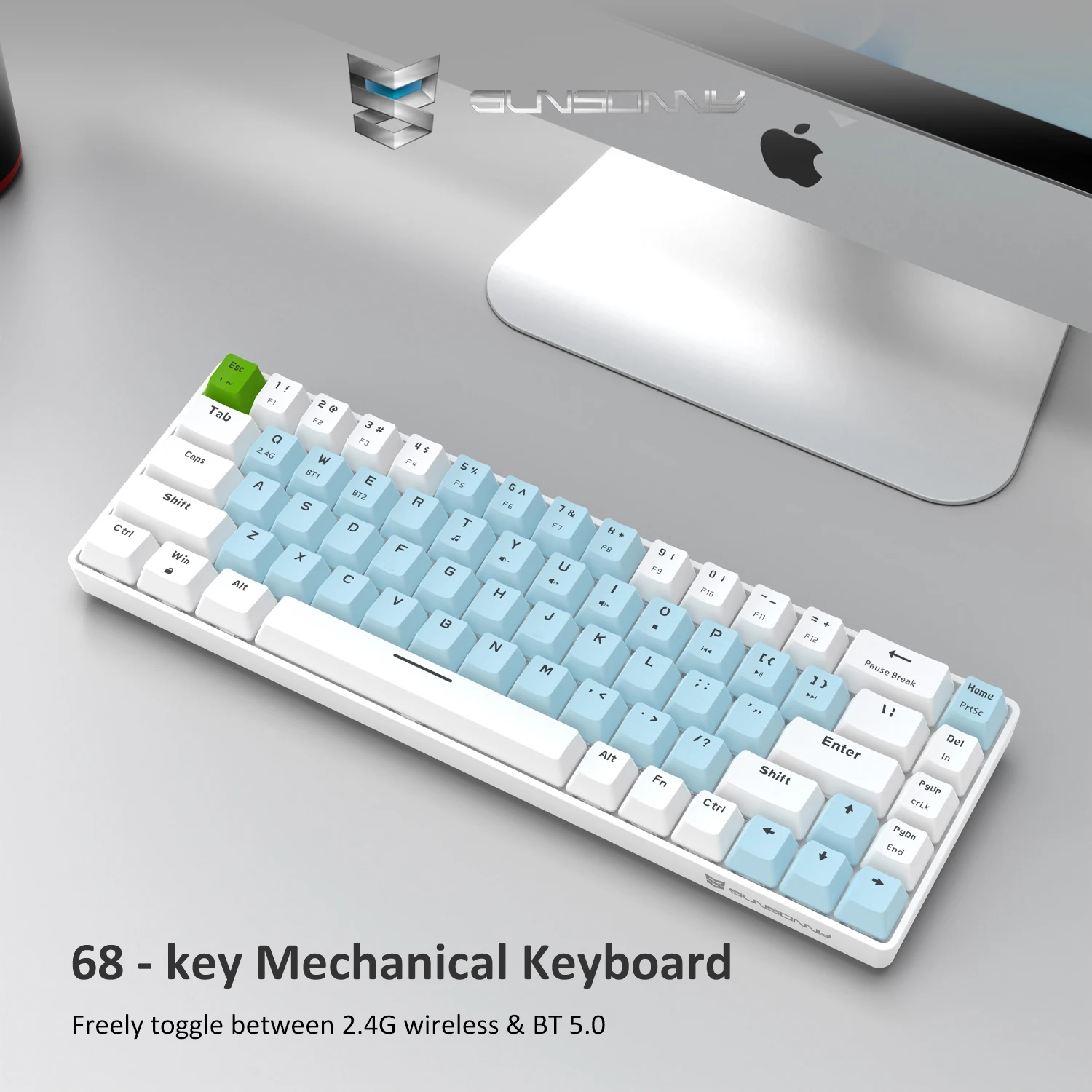 

Sensony 68-key 68-key 2.4G+Bluetooth 5.0 dual-mode version mechanical keyboard wireless gaming desktop laptop ipad tablet office