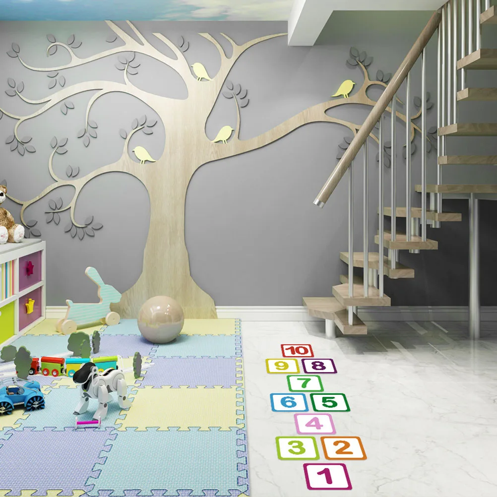 10 pçs antiderrapante pvc piso foguete número design crianças quarto jogo adesivos jardim de infância casa diy decalques decorativos para quebra-cabeça