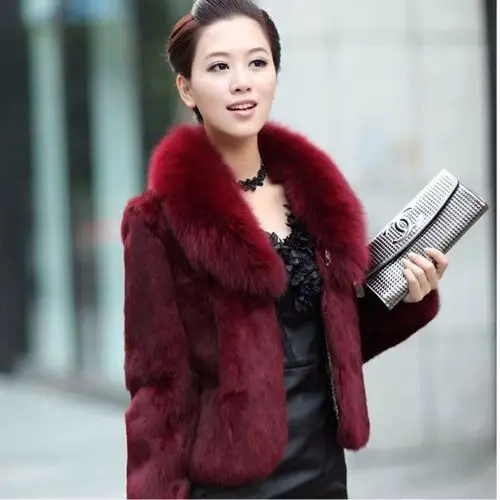 

Fashionable and light Faux Fur Coat Women Black 4XL Short Jacket 2023 New Winter Mom Rabbit Fur Slim Green Fox Fur Collar Coat