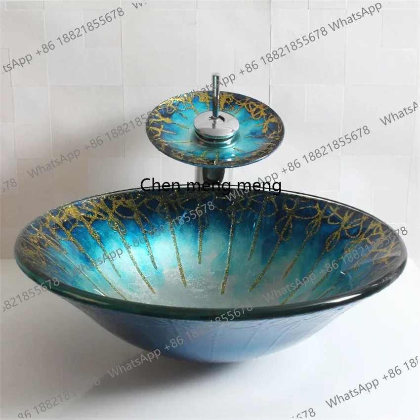 NQ52 Great discounts Nordic Marble countertop washbasin Round large round cap tempered glass wash basin art washbasin home basin