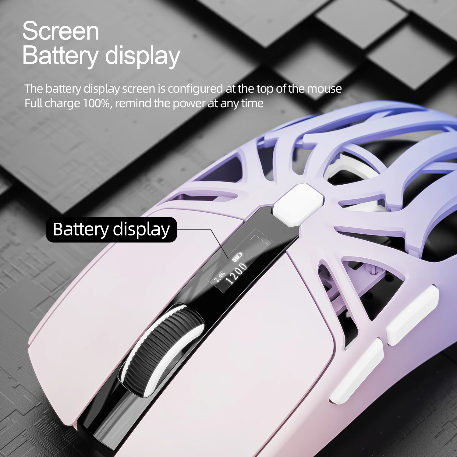 SMAILWOLF RS8 E-Sports Wireless Gaming Mouse Three-Mode  PAW3311 1K  Spider Shape 10000DPI Digital Screen Display RGB Lighting - view 5