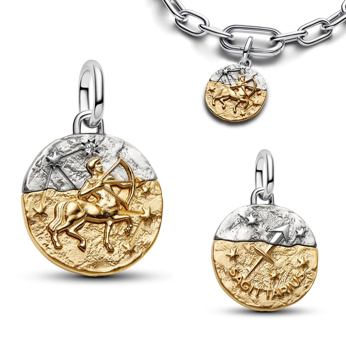 Hot Selling Vintage 925 Sterling Silver Lucky Disc Zodiac Maple Leaf Scarecrow Owl Pendants Bracelet Necklace DIY Jewelry Gift view 6