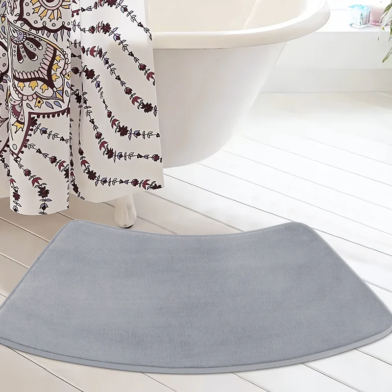 1pc Curved Bath Mat Bathroom Floor Mat Solid soft Carpet Non-slip Shower Rug quick dry Absorbent Foot Mat Toilet Curved Bath Mat