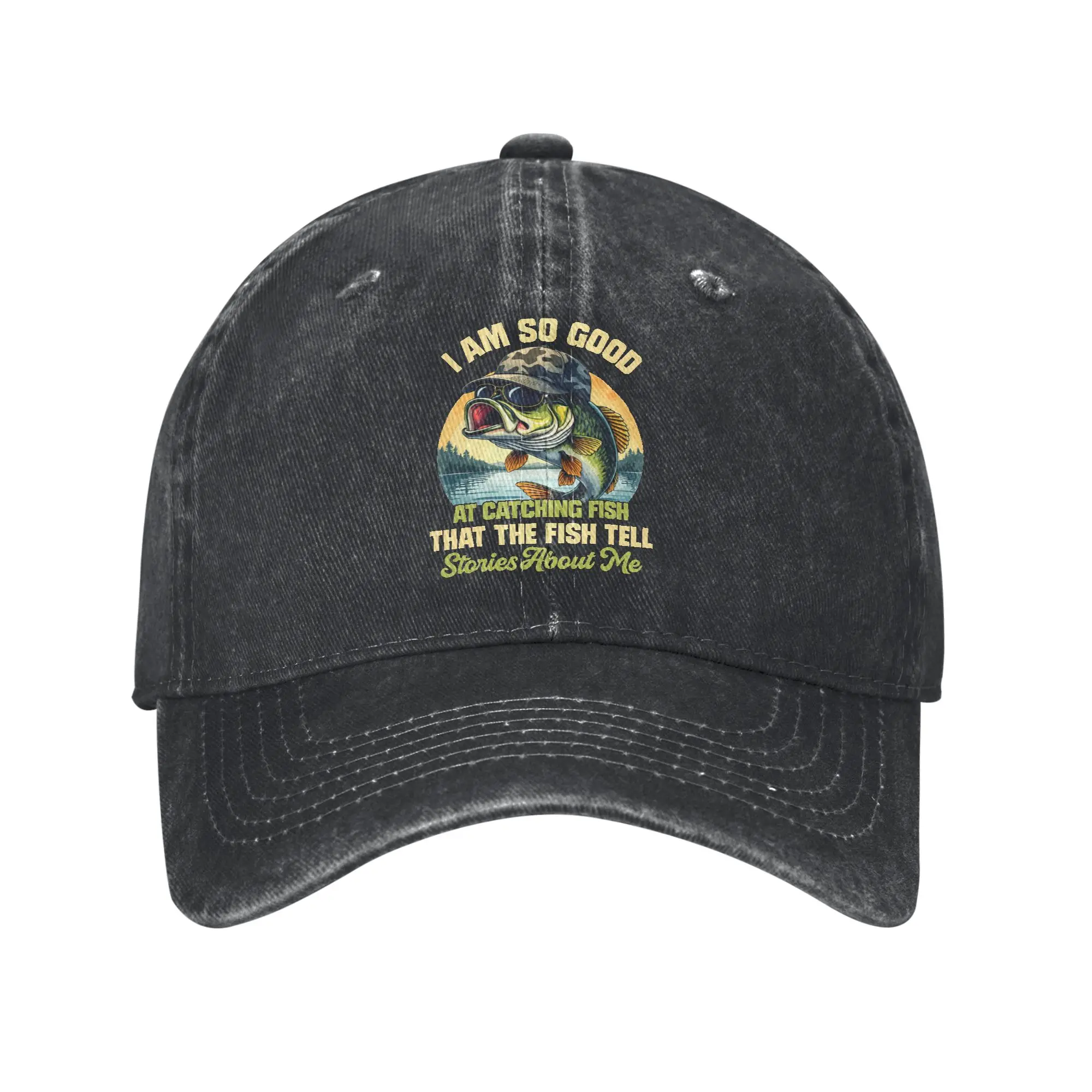 Summer I'm So Good At Catching Fish that The Fish Tell Stories Baseball Cap Sun  Sun-Proof Custom DIY Washed Trucker Hat Gift