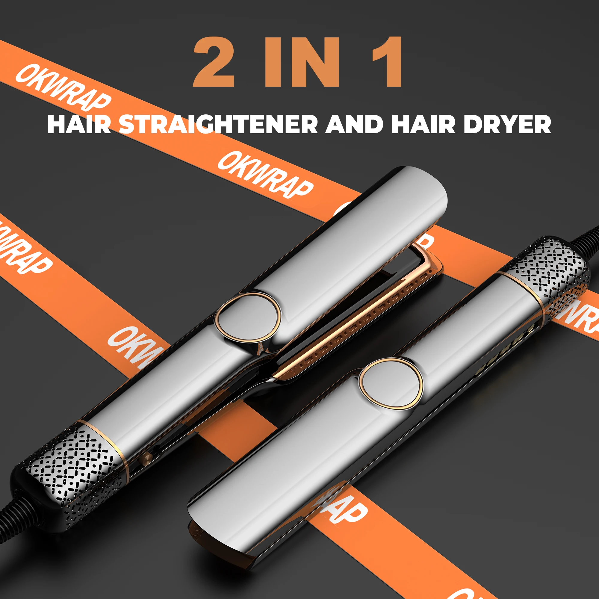 New Design 2 in 1 Low Temperature  High Speed Hair Dryer With Straightening Plate Portable Straight  Hair Flat Iron