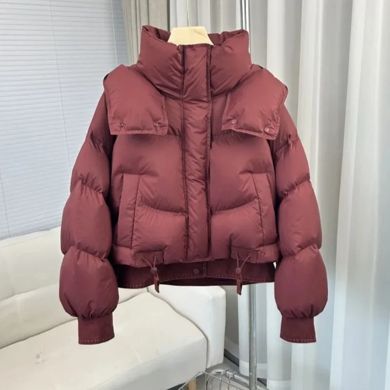 Cappotto da donna in cotone Faion Winter 2025 ort Thi caldo con cappuccio in denim patchwork coreano Sle Bread Coat Marchio Tagkita