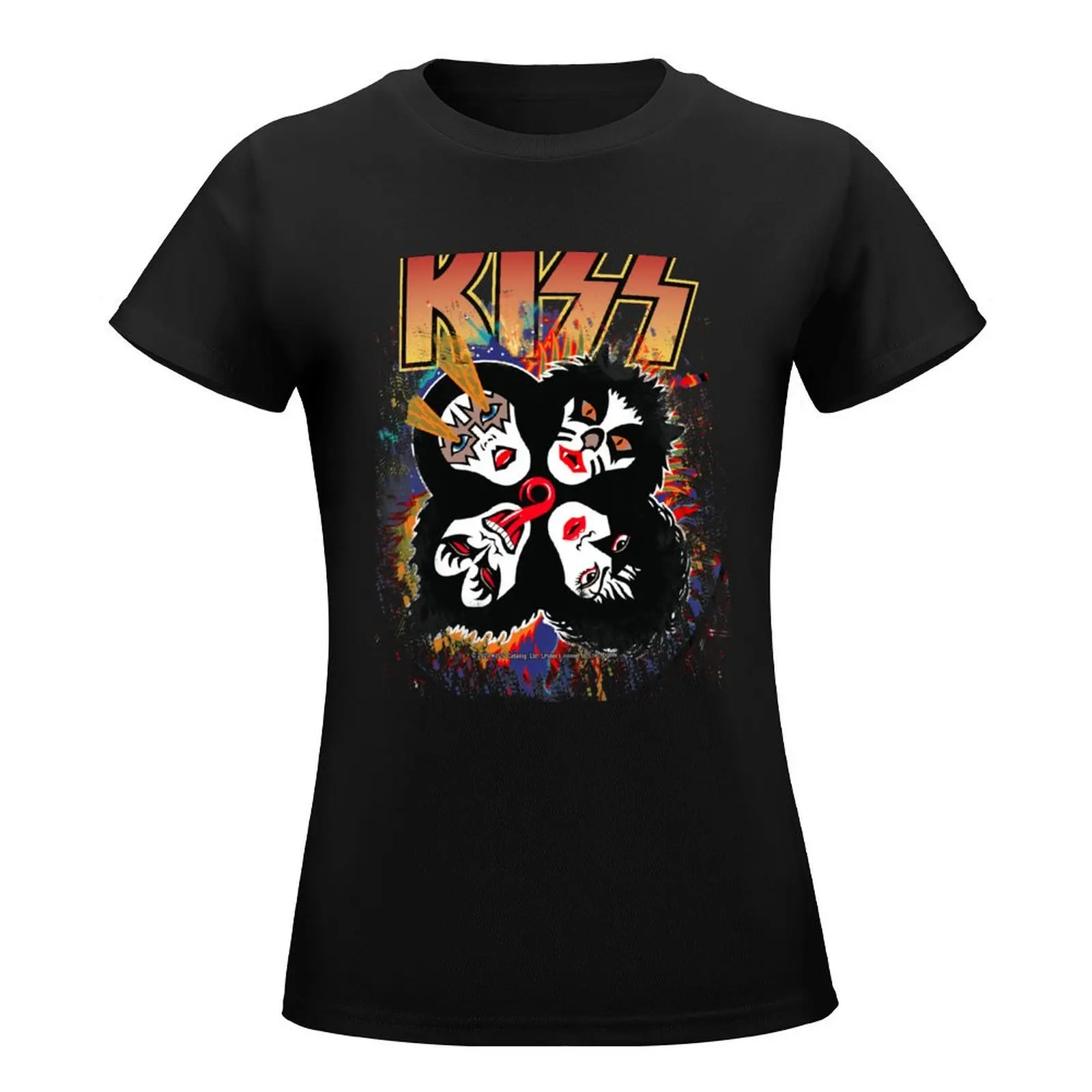 KISS ? the Band - Rock and Roll Over Splash Logo T-Shirt korean fashion summer tops Female clothing western t shirts for Women