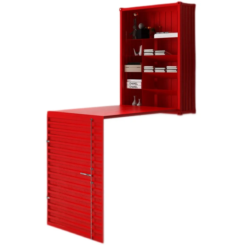 Industrial style folding table Household desk against the wall Invisible study table Container retractable storage integrated ta