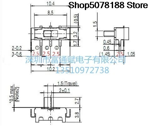 Japan SMK pull switch JSS1210-07 horizontal 3 pin 2 gear with bracket