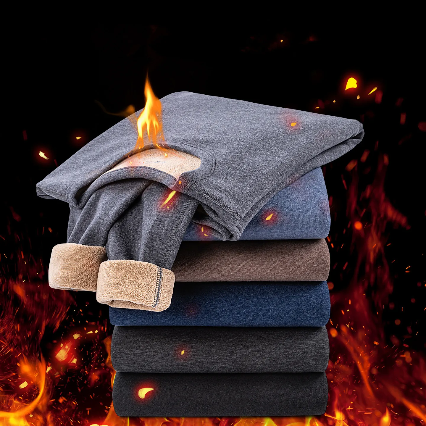 Herren-Thermo-Langarm-T-Shirt aus Plüsch, Winter, Rundhalsausschnitt, einfarbig, Unterhemden, Fleece, elastisch, lässig, täglich, Herrenbekleidung, 130 kg, 8XL