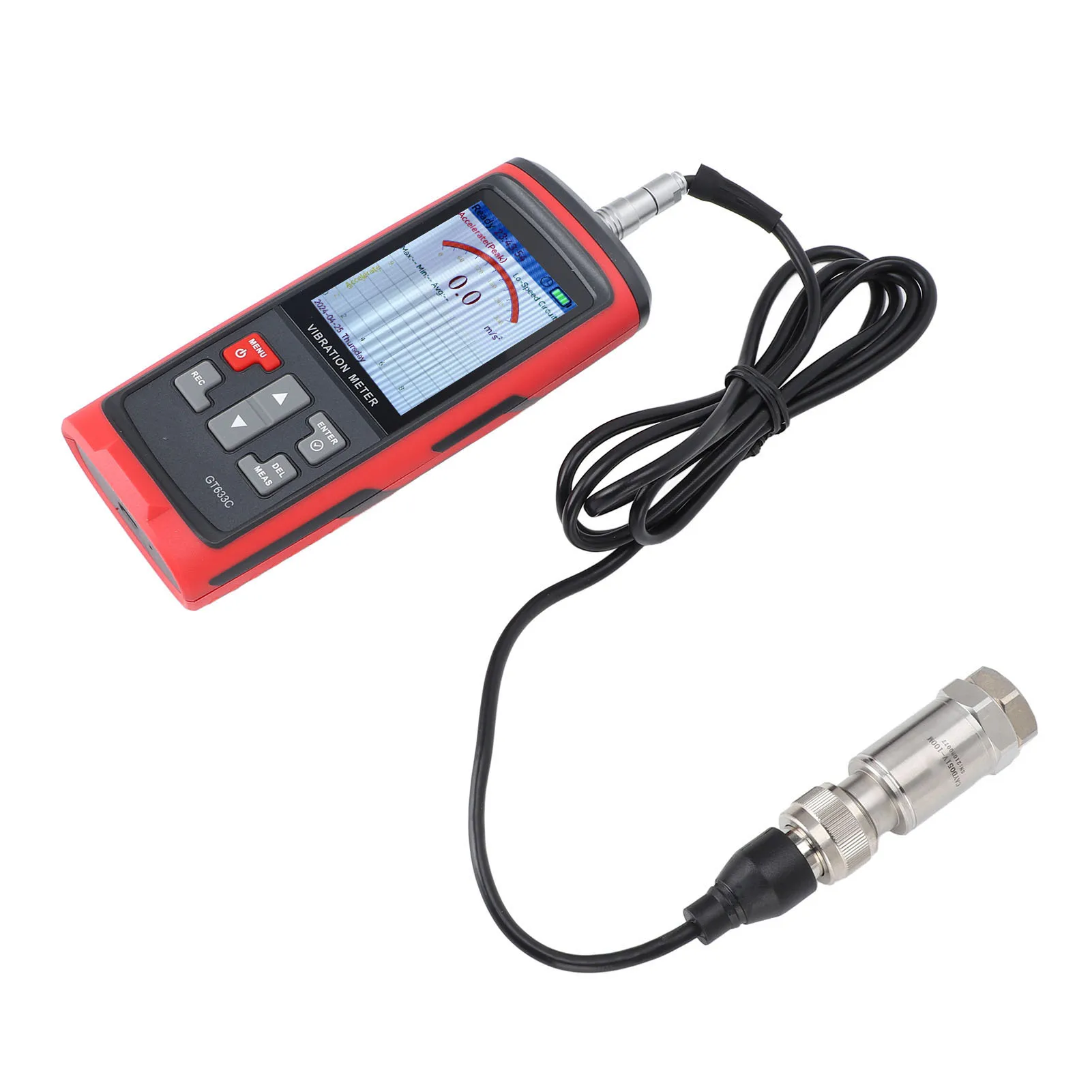 GT633C compteur de vibrations couleur LCD analyseur de vibrations numérique vitesse d'accélération Distance fréquence température Mode de test