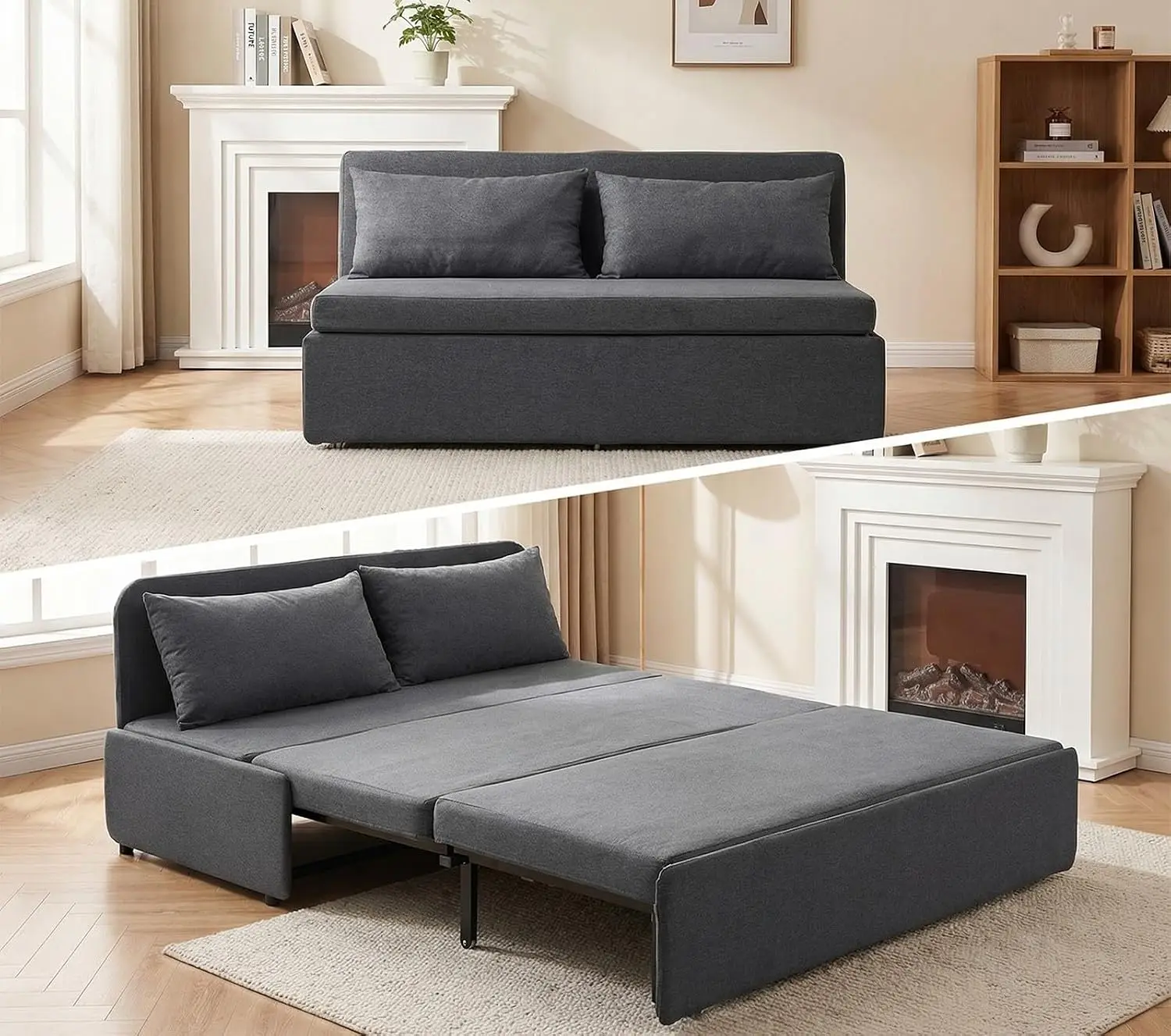 Queen Sofa Bed Convertible Sleeper with Pullout Bed, Folding Guest Bed, Tri-fold Loveseat for Living Room, Customized