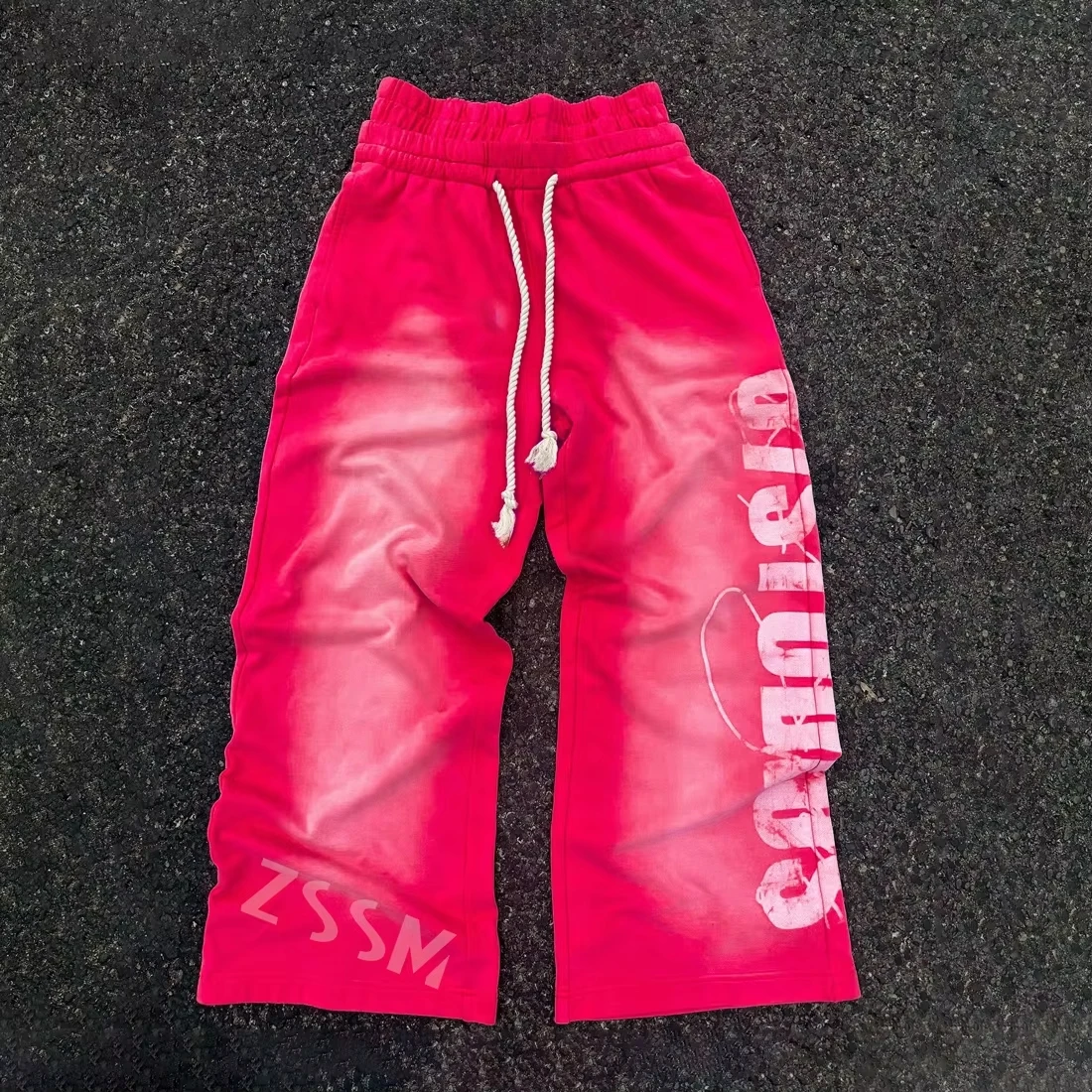 Sommer Hip-Hop Streetwear Schnelltrocknende Sport-Langhose für Männer und Frauen Vintage Patch-Buchstaben-Aufkleber-Design Elastische Taille Hose – Detail 5