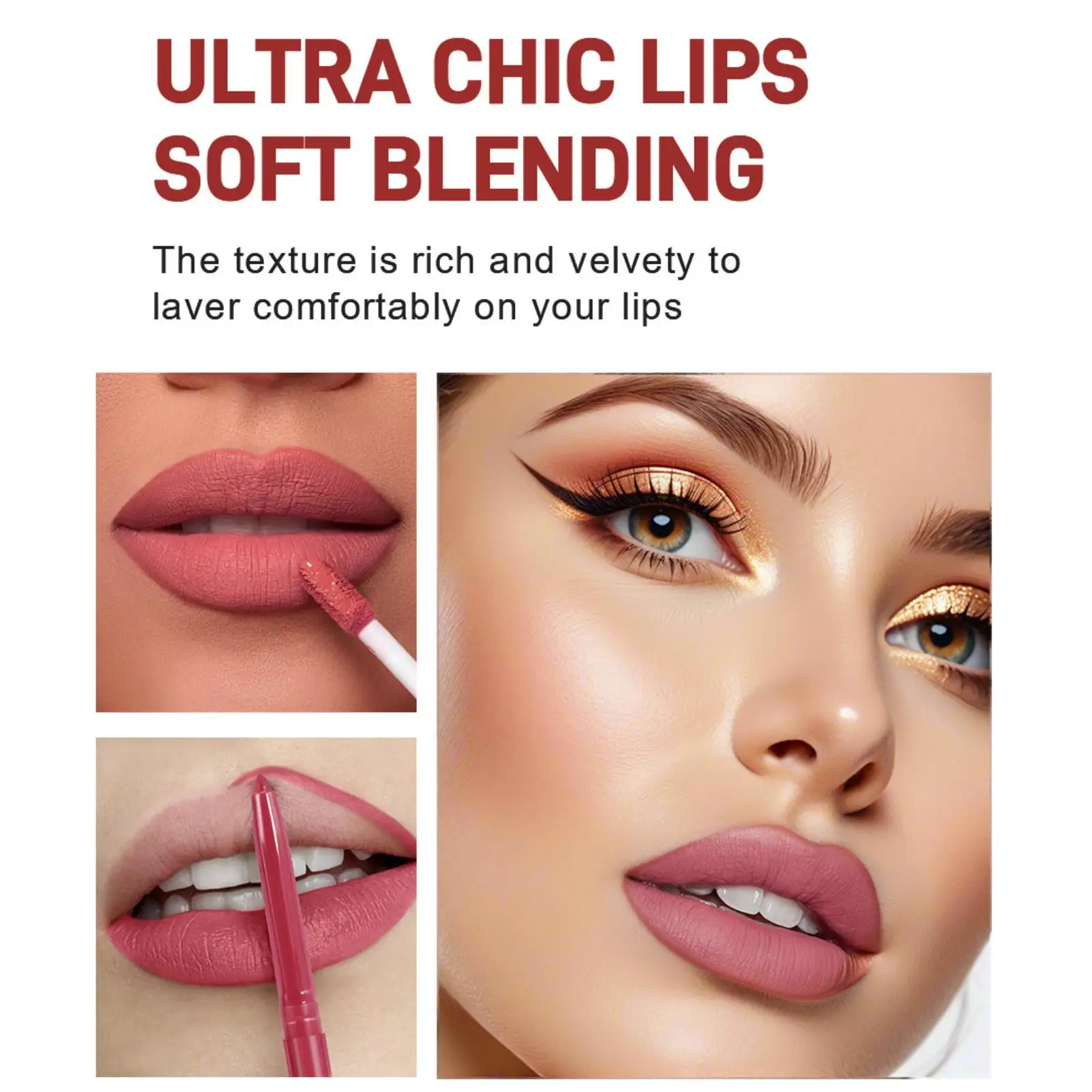 مجموعة مكونة من قطعتين من عصا الشفاه العارية وبطانة الشفاه، أحمر شفاه غير لامع مقاوم للماء يدوم طويلاً ومستحضرات تجميل لحدي الشفاه، هدية العيد